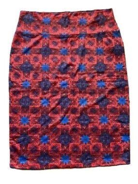 LuLaRoe Cassie Pencil Skirt Bodycon Large Floral Geometric Bohemian Artsy
